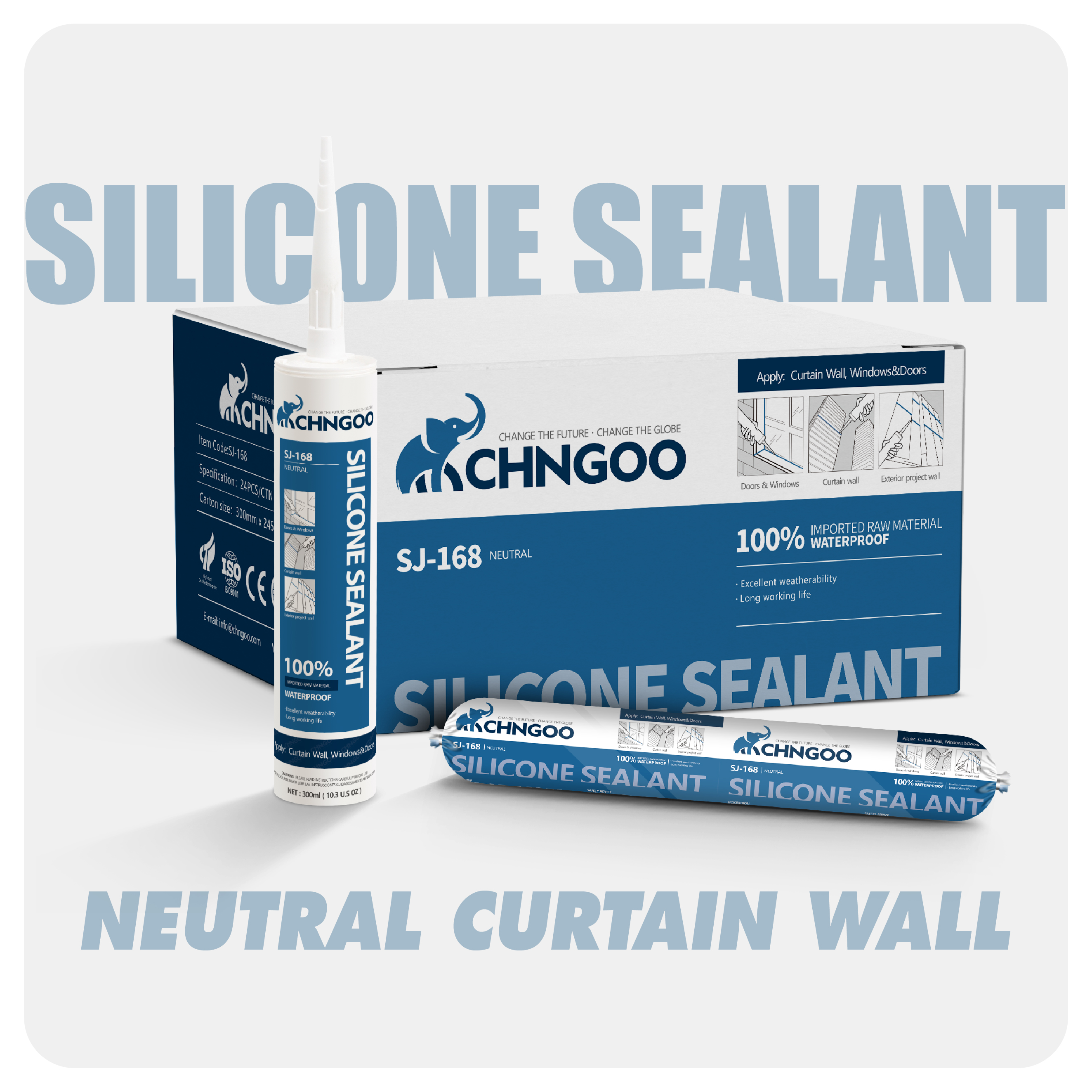 Neutral High Performance Weatherproof Glass Curtain Wall Silicone Sealant （SJ-168）