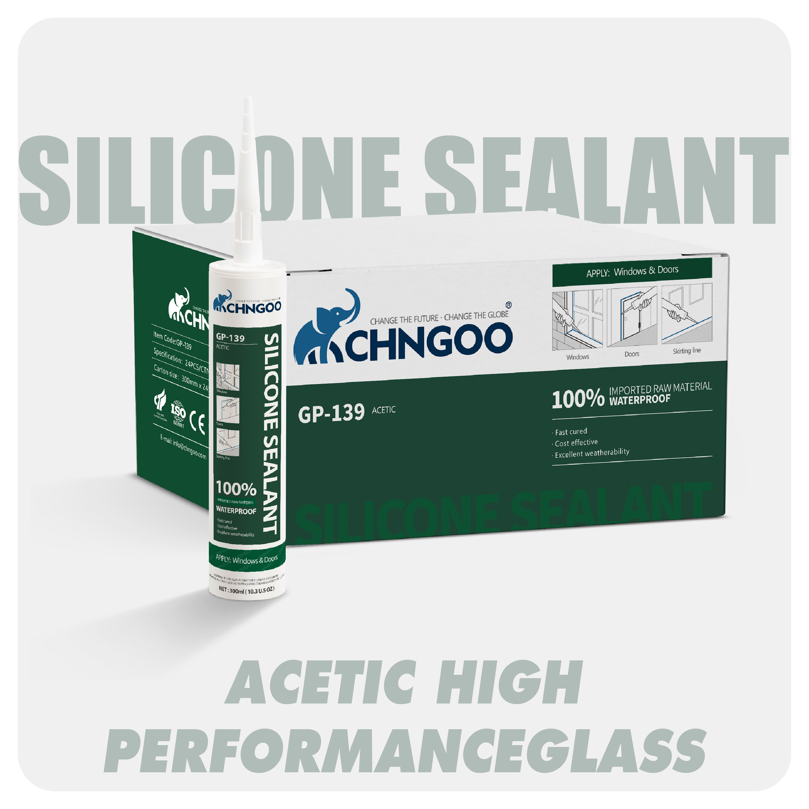 Acetic High Performance Glass Fast Dry Silicone Sealant（GP-139）